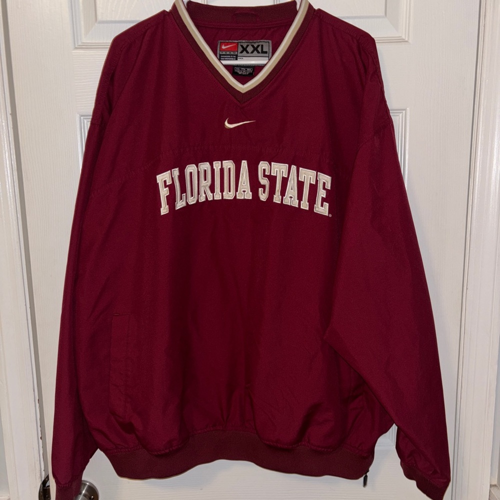 Nike Men's FSU Florida State Seminoles Center Swoosh Pockets Windbreaker XXL